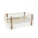 Patut junior cu bariera de protectie YappyEtude din lemn de fag YappyKids 160x80 cm Alb