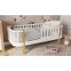 Patut junior cu bariera de protectie YappyEtude din lemn de fag YappyKids 160x80 cm Alb