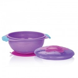 Nuby - Bol cu ventuza si capac 9 luni+ 300 ml Mov