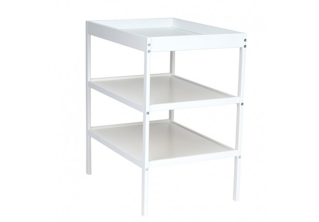 Qmini - Masuta de schimbat Cu 2 polite pentru depozitare Potrivita pentru saltelute de infasat de 70x50 cm Inaltime 86 cm Alb