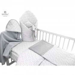 MimiNu - Set pentru bebelusi 6+1 piese Cu paturica de infasat Prosop Paturica Cearceaf 120x60 cm Fata de perna Husa pilota Jucar