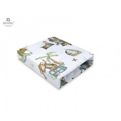 MimiNu - Cearceaf cu elastic pentru patut 120X60 cm Din bumbac certificat Oeko Tex Standard 100 Design Pirates Blue