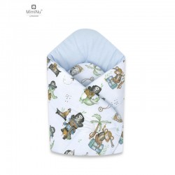 MimiNu - Paturica de infasat cu doua fete Cu multiple utilizari Cu inchidere arici velcro Dimensiune 75x75 cm Din bumbac certifi