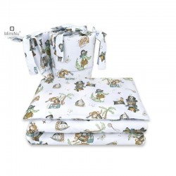 MimiNu - Lenjerie patut 3 piese Cu protectie laterala Din bumbac certificat Oeko Tex Standard 100 Pentru patut 120x60 cm Design 