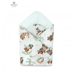 MimiNu - Paturica de infasat cu doua fete Cu multiple utilizari Cu inchidere arici velcro Dimensiune 75x75 cm Din bumbac certifi