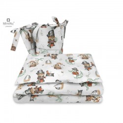 MimiNu - Lenjerie patut 3 piese Cu protectie laterala Din bumbac certificat Oeko Tex Standard 100 Pentru patut 120x60 cm Design 