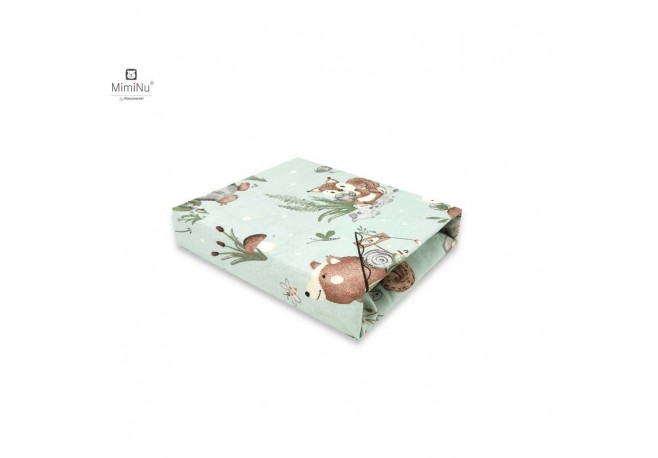 MimiNu - Cearceaf cu elastic pentru patut 120X60 cm Din bumbac certificat Oeko Tex Standard 100 Design Let\'s Go Natural