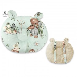 MimiNu - Perna bebelusi Ursulet Multifunctionala Cu doua fete Tesatura pufoasa minky si bumbac Materiale certificate Oeko Tex St