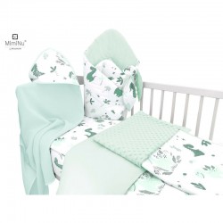 MimiNu - Set pentru bebelusi 6+1 piese Cu paturica de infasat Prosop Paturica Cearceaf 120x60 cm Fata de perna Husa pilota Jucar