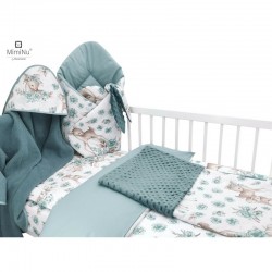 MimiNu - Set pentru bebelusi 6+1 piese Cu paturica de infasat Prosop Paturica Cearceaf 120x60 cm Fata de perna Husa pilota Jucar