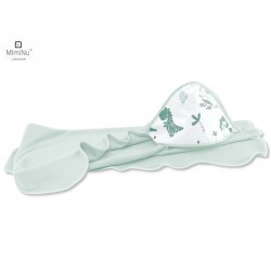 MimiNu - Prosop mare cu gluga Dimensiune 100x100 cm Din bumbac si thermo fleece Materiale certificate Oeko Tex Standard 100 Dino