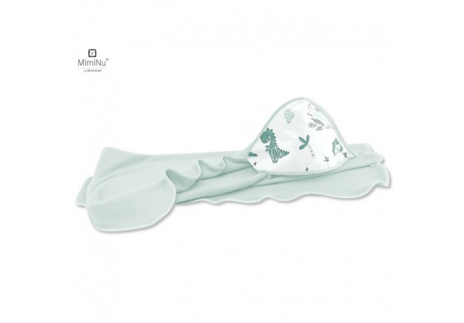 MimiNu - Prosop mare cu gluga Dimensiune 100x100 cm Din bumbac si thermo fleece Materiale certificate Oeko Tex Standard 100 Dino