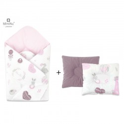 MimiNu - Set paturica de infasat cu doua fete Dimensiune 75x75 cm + Perna bebelusi profilata Cu doua fete Cu functie anti-soc Di