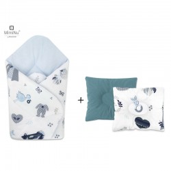 MimiNu - Set paturica de infasat cu doua fete Dimensiune 75x75 cm + Perna bebelusi profilata Cu doua fete Cu functie anti-soc Di