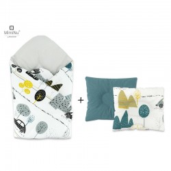 MimiNu - Set paturica de infasat cu doua fete Dimensiune 75x75 cm + Perna bebelusi profilata Cu doua fete Cu functie anti-soc Di