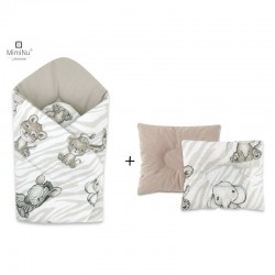 MimiNu - Set paturica de infasat cu doua fete Dimensiune 75x75 cm + Perna bebelusi profilata Cu doua fete Cu functie anti-soc Di