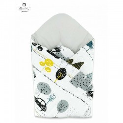 MimiNu - Paturica de infasat cu doua fete Cu multiple utilizari Cu inchidere arici velcro Dimensiune 75x75 cm Din bumbac certifi