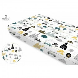 MimiNu - Cearceaf cu elastic Din bumbac certificat Oeko Tex Standard 100 Pentru pat 160x80 cm Childrens Journey Grey