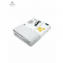 MimiNu - Paturica pufoasa cu doua fete Dimensiune 75x100 cm Din tesatura Minky si bumbac Materiale certificate Oeko Tex Standard