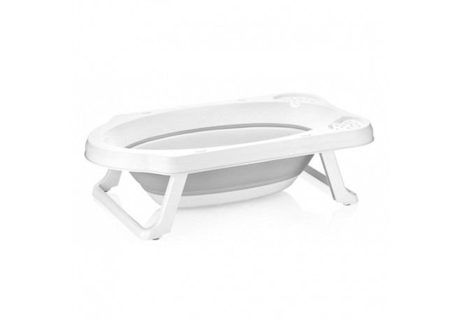 Cadita pliabila pentru bebelusi cu dop de scurgere Maja 82 x 48 x 23.5 cm Keeeper Nordic Grey