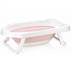 Cadita pliabila pentru bebelusi cu dop de scurgere Maja 82 x 48 x 23.5 cm Keeeper Nordic Pink