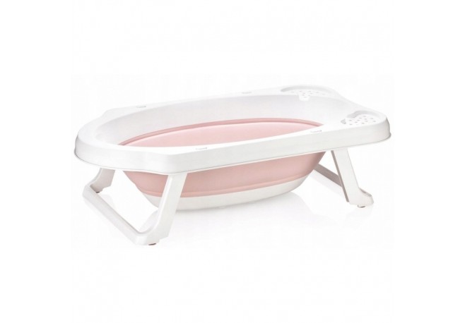 Cadita pliabila pentru bebelusi cu dop de scurgere Maja 82 x 48 x 23.5 cm Keeeper Nordic Pink