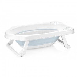 Cadita pliabila pentru bebelusi cu dop de scurgere Maja 82 x 48 x 23.5 cm Keeeper Cloudy Blue