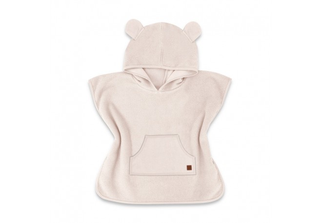 Qmini - Poncho baie Cu gluga buzunar si urechi Materiale certificate Oeko Tex Standard 100 1 - 4 ani Beige Pink