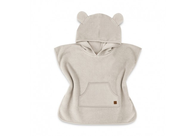 Qmini - Poncho baie Cu gluga buzunar si urechi Materiale certificate Oeko Tex Standard 100 4 - 7 ani Beige