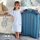 Qmini - Poncho baie Cu gluga buzunar si urechi Materiale certificate Oeko Tex Standard 100 4 - 7 ani Blue