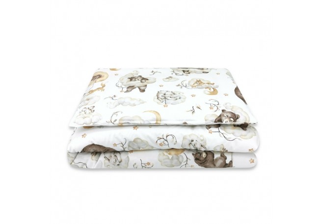Qmini - Lenjerie junior cu 2 piese Din bumbac certificat Oeko Tex Standard 100 140 x 200 cm Teddy Bear and Friends Beige