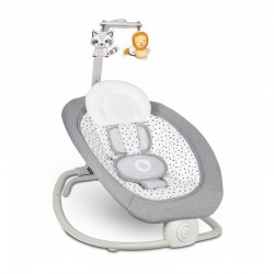 Lionelo - Fotoliu balansoar cu vibratii Pascal Scandi Cu 12 melodii linistitoare Pliabil 80x49 cm Gri Deschis