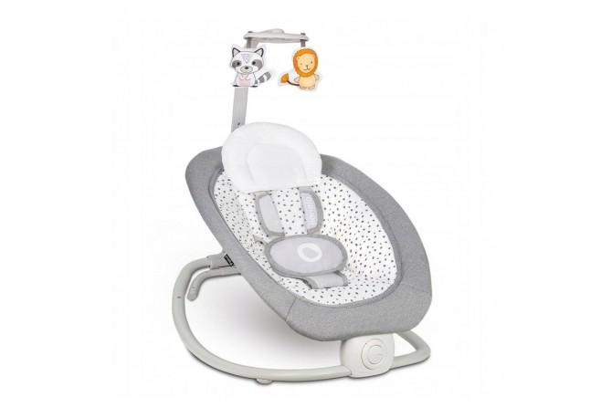 Lionelo - Fotoliu balansoar cu vibratii Pascal Scandi Cu 12 melodii linistitoare Pliabil 80x49 cm Gri Deschis