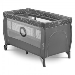Lionelo - Patut pliant cu doua nivele Stefi Plus Cu intrare laterala cu fermoar 2 roti 120x60 cm Conform cu standardul european 