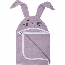 Prosop mare de baie cu urechi Bunny Bubaba 6 - 36 luni Dimensiune mare 110 x 75 cm Lilac
