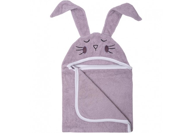 Prosop mare de baie cu urechi Bunny Bubaba 6 - 36 luni Dimensiune mare 110 x 75 cm Lilac