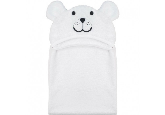 Prosop mare de baie cu urechi Teddy Bear Bubaba 6 - 36 luni Dimensiune mare 110 x 75 cm White