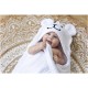 Prosop mare de baie cu urechi Teddy Bear Bubaba 6 - 36 luni Dimensiune mare 110 x 75 cm White