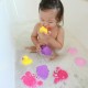 Set 7 animalute de baie Fara gauri Cu gentuta pentru transport Fara BPA Floating Sea Friends Playgro Pink New