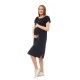 Qmini - Rochie pentru gravide si pentru alaptare L/XL Din in si poliester Confortabila si lejera Black
