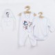 Set 4 piese: body cu maneca lunga salopeta fara maneci caciulita manusi Marime 56 Din bumbac 100% New Baby Bonjour