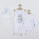 Set 4 piese: body cu maneca lunga salopeta fara maneci caciulita manusi Marime 56 Din bumbac 100% New Baby Teddy Bear