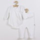 Set 2 piese: body cu maneca lunga si pantaloni cu botosei Marime 62 Din bumbac 100% New Baby Practical White