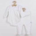 Set 2 piese: body cu maneca lunga si pantaloni cu botosei Marime 62 Din bumbac 100% New Baby Practical White