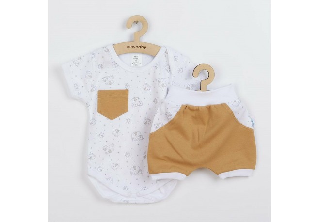 Set 2 piese pentru vara: pantaloni scurti body Marime 62 Din bumbac 100% New Baby Perfect Summer Brown