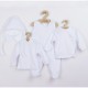 Set 5 piese Salopeta fara maneci jacheta bluza caciulita manusi Marime 56 Din bumbac 100% New Baby White