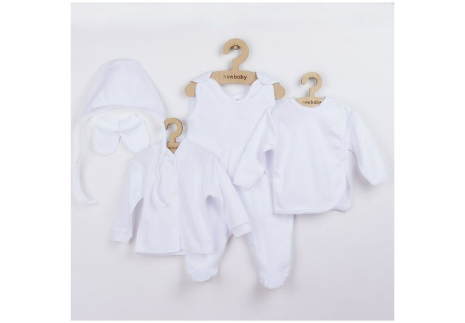 Set 5 piese Salopeta fara maneci jacheta bluza caciulita manusi Marime 56 Din bumbac 100% New Baby White