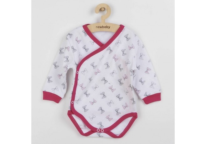 Body cu maneca lunga Marime 62 Din bumbac 100% New Baby Bow Raspberry