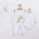Set 4 piese: body cu maneca lunga salopeta fara maneci caciulita manusi Marime 56 Din bumbac 100% New Baby Snail