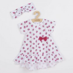 Set 2 piese: rochita pentru fetite bentita pentru cap Marime 86 Din bumbac 100% New Baby Strawberry
